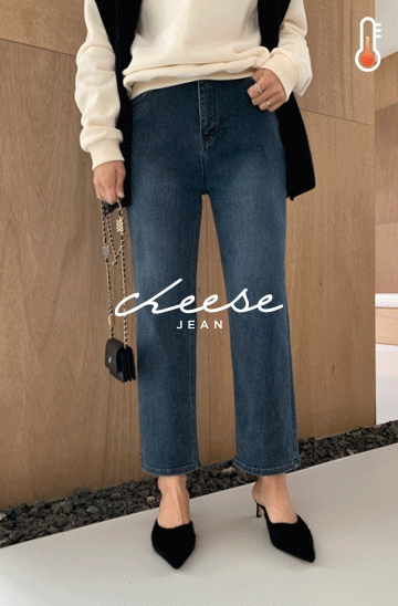 Cheese jean(ver.히트웜터치/보이핏)(발열기모원단)[size:S,M,L,XL/속밴딩,크롭/스탠다드]
