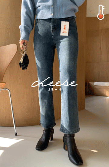 Cheese jean(ver.히트웜터치/크롭부츠컷)(발열기모원단)[size:S,M,L,XL/속밴딩,크롭/스탠다드]