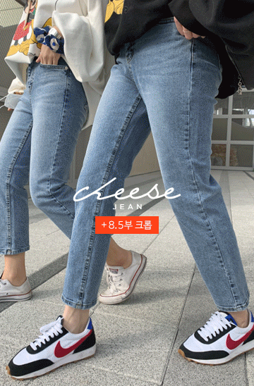 Cheese jean(ver.뒷밴딩/슬림보이핏/빈티지연청)[size:S,M,L,XL /★8.5부크롭/스탠다드★]